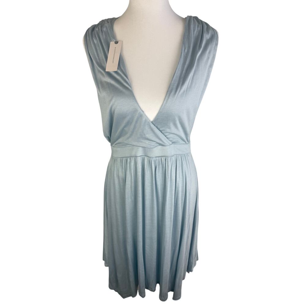 NWT Moulinette Soeurs Womens Plunge V-Neck Jersey Sky Sleeveless Dress Medium